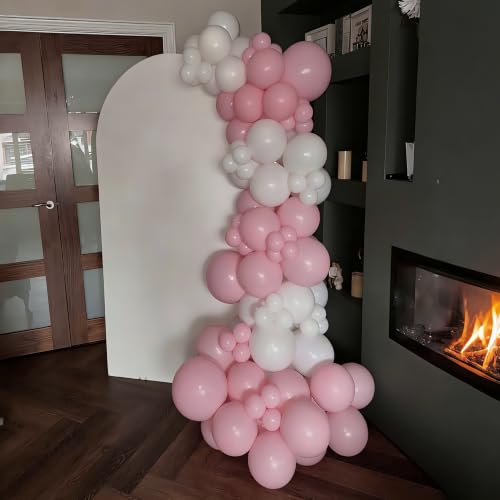 Image of Lukiituke Light Pink Balloon Arch Kit, 134Pcs Pink and White Balloons, Light Pink Balloons with 4 Sizes for Wedding Bridal Baby Shower Birthday Party Decorations