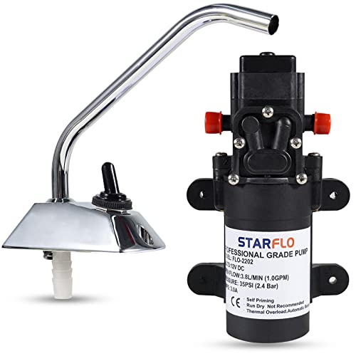 Image of Unifizz 12V Water Pump Self-Priming Galley High Pressure Electric Pumps Spin Faucet Tap for RV Boat Caravan Motorhome