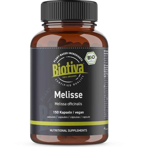 Melissen Bio 150 Kapseln - Melissa officinalis - 450mg - Melisse - ohne Zusatzstoffe - Abgefüllt und kontrolliert in Deutschland - Biotiva