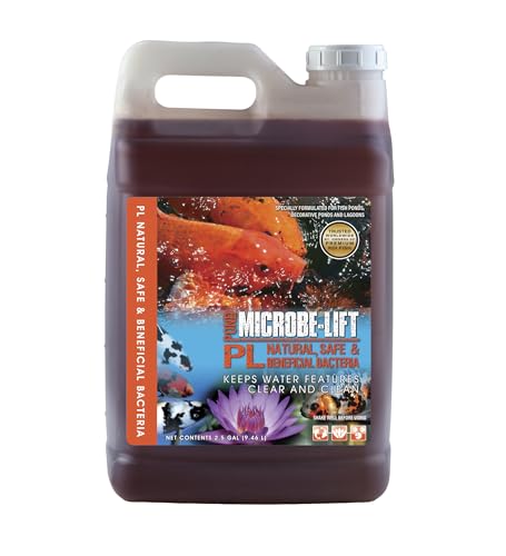 MICROBE-LIFT PL Pond Bacteria and Outdoor Water Garden Cleaner Safe for Live Koi Fish Plant Life and Decor 2.5 Gallons