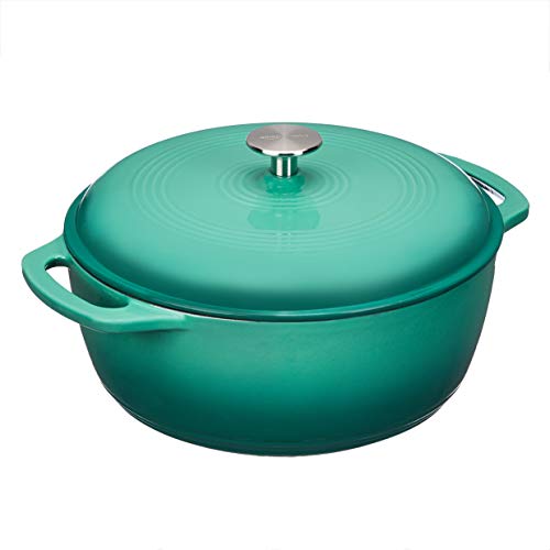 Amazon Basics Enameled Cast Iron Dutch Oven - 6-Quart Teal