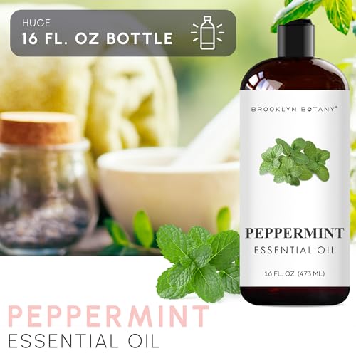 Image of Brooklyn Botany Peppermint Essential Oil - Huge 16 Fl Oz - for Candle Making, Soap Making, Diffusers, and Aromatherapy