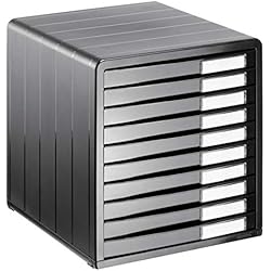 Cajones Oficina Rotho Timeless Cajón / caja de oficina con 10 cajones, Plástico (PS) sin BPA, antracita, (34.5 x 29.0 x 32.0 cm)