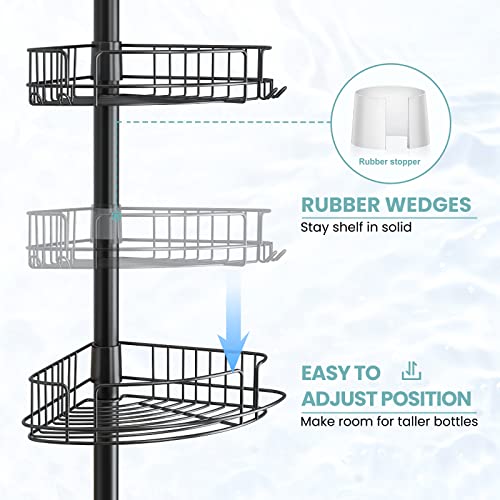 Ezfurni Shower Caddy Corner, 4 Layer Shower Organizer, Rustproof Stainless Shower Shelves, Drill Free Shower Rack, Large Shower Storage And Shower Caddy Tension Pole,56-114 Inch, Black #TOP4
