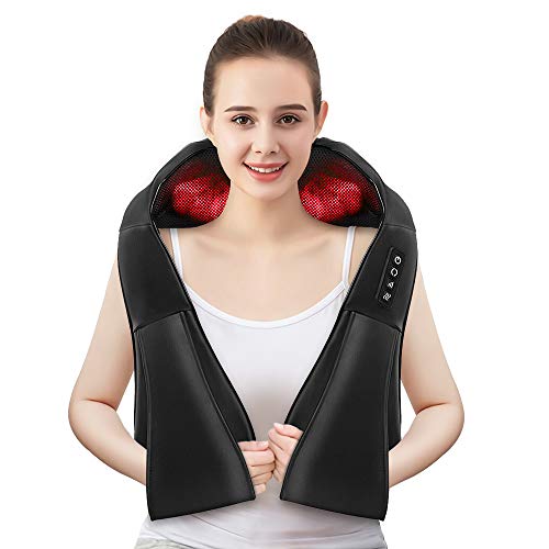 Preisvergleich Produktbild Nackenmassagegerät, mixigoo Schulter Massagegerä für Nacken Rücken Shiatsu Nackenmassagegerät mit Wärmefunktion 3D-Rotation Massage, Einstellbaren Geschwindigkeiten, für Haus Büro Auto