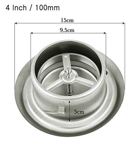 Rejilla redonda de ventilación de acero inoxidable de 6 pulgadas para extracción de aire en pared o techo miniatura 2