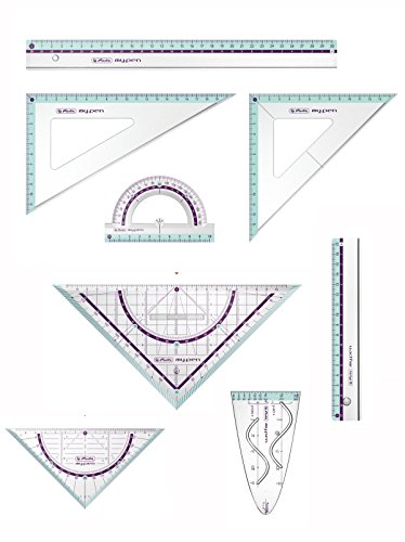 Preisvergleich Produktbild Herlitz Zeichengarnitur 8tlg / Dreiecke, Lineale, Winkelmesser, Parabel / türkis