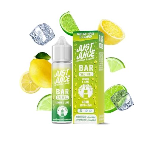 Just Juice Superior E-Liquids Bar Saltfill Vape Liquid - Lemon & Lime Flavour - 60ml Bottle with 40ml of Super Concentrated Juice, 60/40 0mg e-Liquid