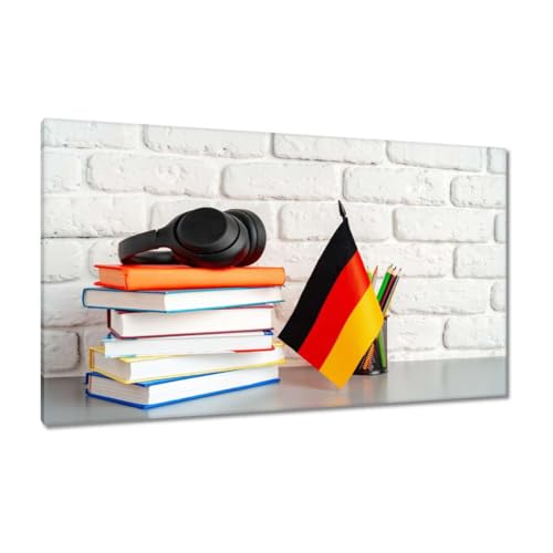 Peinture imprimée sur toile 120x70 cm thème salle de classe avec texte en allemand H10715M