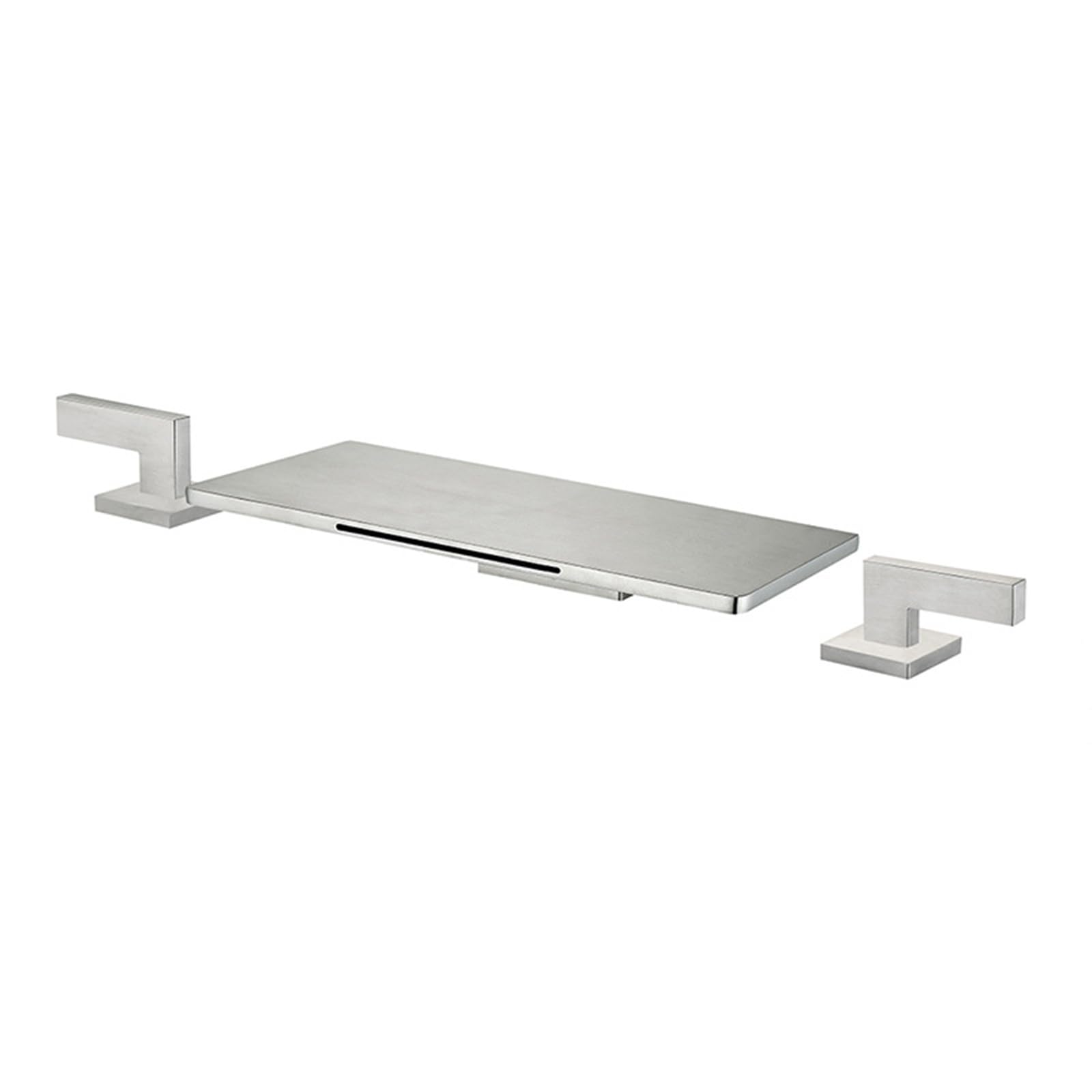 Grifos De Cascada para Lavabo De Baño, Mezcladores Ultrafinos De 3 Orificios, Grifo De Latón De Doble Manija, Cepillado(Brushed)