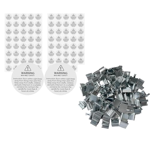 200 adhesivos de advertencia para velas y clips para mechas