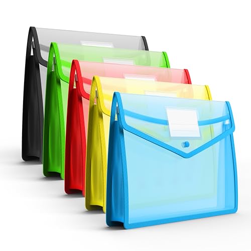 Ansook Pochettes Porte-Documents,Plastique Pochette avec Bouton