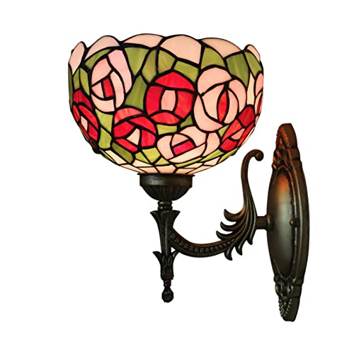 Aplique de pared Tiffany de 7,8" en vitral de cártamo estilo rural para pasillos