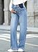 BLENCOT Women's Wide Leg Maternity Jeans Seamed Front High Waisted Stretchy Straight Leg Loose Pregnancy Denim Pants Spring Clothes Iceland Blue Small
