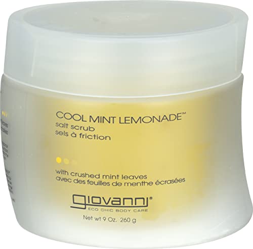 GIOVANNI Cool Mint Lemonade Salt Scrub - Salt Based Body Scrub, Gentle Body Exfoliant With Crushed Mint Leaves, Essential Oils, Aloe, Invigorating & Energizing Mint & Lemon Body Scrub - 9 oz (1 Pack)