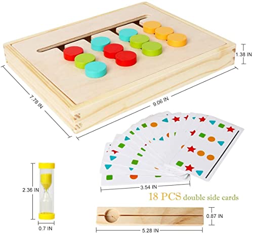 Montessori Learning Toys Slide Puzzle Color & Shape Matching Brain Teasers Logic Game Preschool Educational Wooden Toys For Kids Boys Girls Age 3 4 5 6 7 Years Old Travel Toys Birthday Gifts For Kids #TOP5