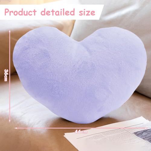 Herz Kissen Dekokissen 46x36 cm Plüsch Dekokissen Herz Kissen für Wohnzimmer Sofa (Lila)