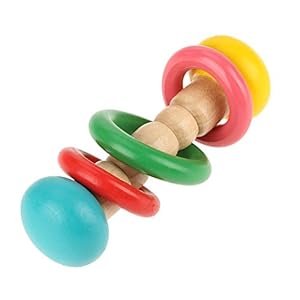 Fdit Baby Wooden Rattles Grafting Educational Toys Musical Infant Infant Early (Three-Rattle Type)