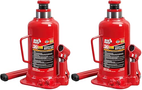 Image of BIG RED T92003B Torin Hydraulic Welded Bottle Jack, 20 Ton (40,000 lb) Capacity, Red (Pack of 2)