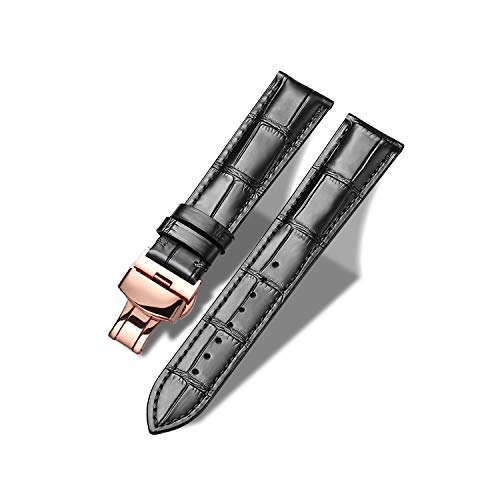 Image of Moran Genuine Leather Band Alligator and Cowhide Replacement Deployment Buckle Watch strap18mm to 24mm Crocodile Leather Strap for Men's and Women's