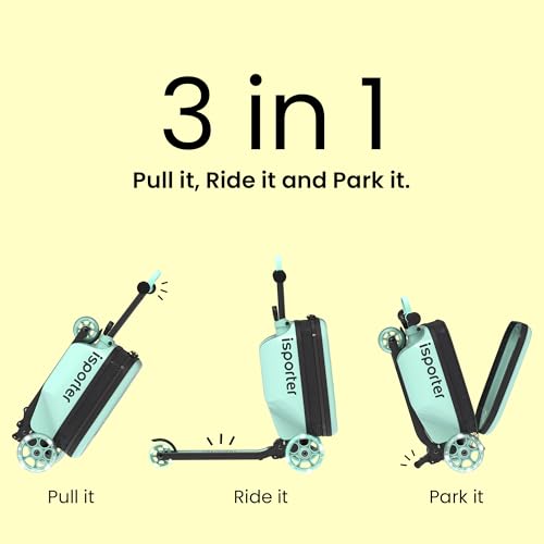 iSporter Luggage Scooter for Kids Ages 2-5 | Ride-On Suitcase Scooters for Boys Girls | Foldable & Height Adjustable, 110lbs Max3