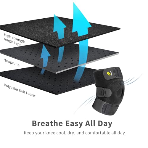 Image of Bracoo Knee Support Brace for Men Women, Adjustable Compression Sleeve Wrap Patellar Pad Tendon - Arthritis Pain, meniscus tear, Injury Recovery, Running, Workout, KS10