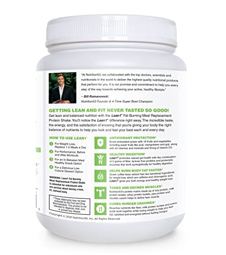 Nutrition 53 Lean 1 Meal Replacement Powder For Weight Loss, Fat Burner, Appetite Control Regular Tub 2500Cc Chocolate Mint Powder (15 Servings) #TOP1