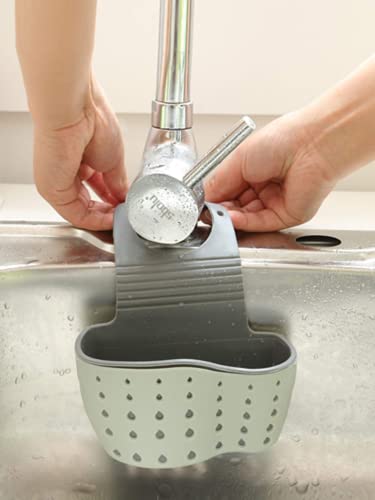 Vanvene Kitchen Sink Shelf Soap Sponge Drain Rack Holder Double Decker Hanging Basket Storage Suction Cup Kitchen Organizer Sink Accessories Wash Dropshipping-Blue,1Pcs #TOP2