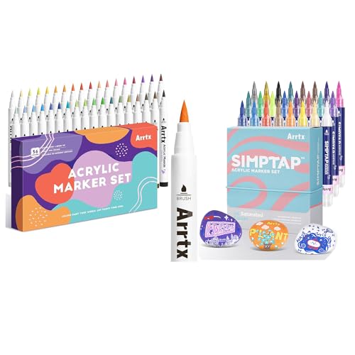 Arrtx Top Valve Action Marker Pen, Set of 24 Colors Simptap Acrylic Paint Pens with 36 Colors Brush tip, No Need shake,Water Based Paint Markers for Stone, Glass, Easter Egg and Fabric Painting image 10