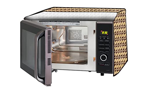 Image of Stylista PVC Microwave Oven Cover for Panasonic 20 L Solo NN-ST266BFDG, Symmetric Pattern Beige