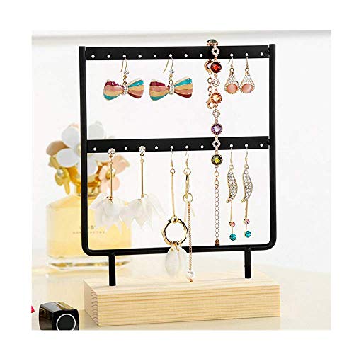 Preisvergleich Produktbild 99native Schmuckhalter Schmuckständer,Holz Metall Schmuck Halter Display Stand baumeln Ohrringe hängen 24 Löcher,Wand-Regal Kettenhalter zur Aufbewahrung Halsketten Ohrringen Armbändern (Schwarz)