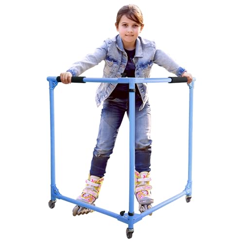GanFindX Folding Skater Aid for Kids Roller Skating 30in Height Roller Skate Trainer for Kids Toddler Training Walker Blue