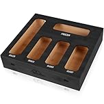 BOHOMDEC Bamboo Ziplock Bag Storage Organizer for Drawer -Black, 5 in 1 Baggie Organizer with 24 Labels - Fits Gallon, Quart, Sandwich & Snack Bags - Wall Mountable Kitchen Drawer Organizer
