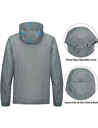 Image of Little Donkey Andy Men's Waterproof Rain Jacket Coat, Lightweight Raincoat Windbreaker with Hood for Golf Hiking, UPF 30