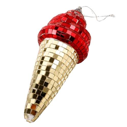 Adornos de bola espejada con forma de helado para fiestas, decoración colgante para salas, discotecas y eventos miniatura 1