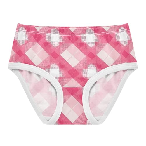 Cotton Toddler Underwear Floral Pink White Gingham Checkered Panties for Girl Fancy Briefs Undies Kids 2t