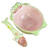 yybng Cuchara De Rana - Cuenco Con Diseño De Rana Que Incluye Cuchara | Menaje De Cocina De Cerámica Divertido,Para Hogar, Fiestas, Comida, Niños, Adultos, Mujeres, Niñas, Sopa, Postre,
