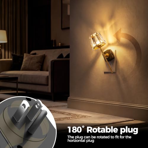 Image of LED Night Lights Plug into Wall, Decorative Crystal Nightlights | 2 Pack Dimmable Night Light 180 Rotating Plug in, Dusk to Dawn Sensor, Crystal Wall Sconces for Bedroom Hallway Living Room