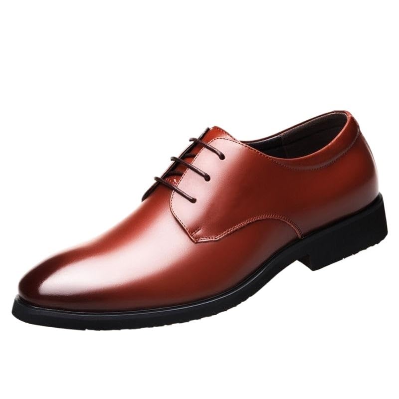 Mens Dress Shoes Men's Leather Low Heel Oxfords Fashion Classic Round-Toe Lace Up Business Dress Shoes Casual Comfortable Formal Work Wedding Shoes