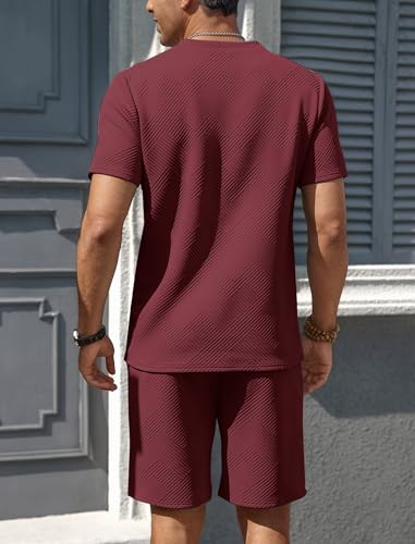 Vssjavun Men's Track Suits 2 Piece Outfits Casual Short Sleeve Shirt and Shorts Set Sweatsuit Summer Tracksuit