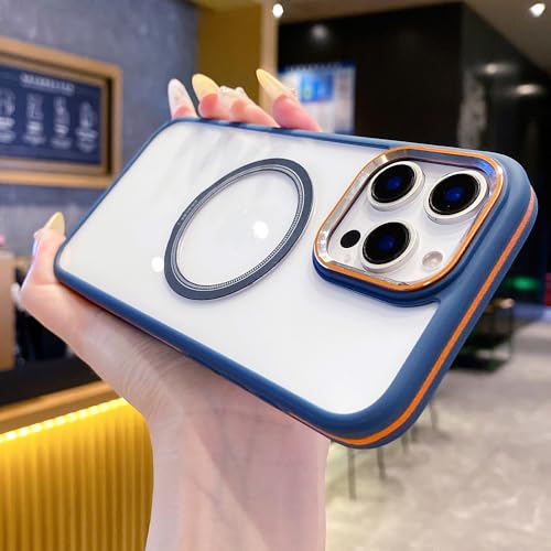 Coque de chargement magnétique rigide iPhone 16E bleu en voyage