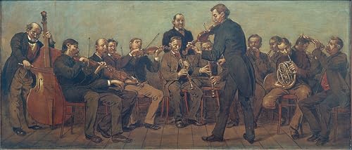 Cuadro de pintura al óleo de banda de música de Hans Thoma, lienzo moderno de 60x90cm