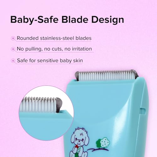 Image of Q DEVICES Electric Hair Trimmer for Children - Ultra Quiet Low Noise Kids Hair Clippers - Waterproof & USB Rechargeable Cordless Baby Haircut Kit with 4 Length Combs - Blue