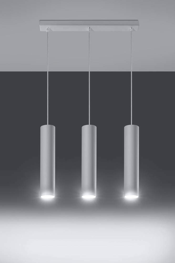 SOLLUX lighting Lampada da Soffitto - Lampada da Sospensione - in Acciaio - Lampadina LED - 3 Paralumi - Bianco Lagos