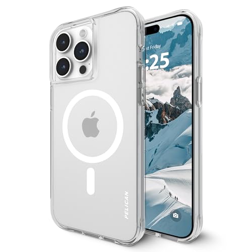 Pelican Ranger Series - iPhone 15 Pro Max Case 6.7" [Compatible with MagSafe] [Anti-Yellow] Magnetic Phone Case with Anti-Scratch Tech [12ft MIL-Grade Drop Protection] Cover for 15 Pro Max - Clear