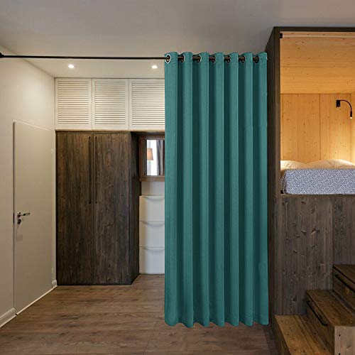 Image of NICETOWN Room Divider Curtain Screen Partitions, Vertical Blind for Sling Door, Blackout Window Curtains Privacy Blind for Patio, Extra Wide Drape (Sea Teal, Single Panel, 8ft Tall x 8.3ft Wide)