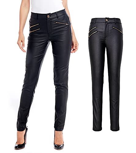 S P Y M Womens Stretchy Jeggings, Faux Leather Legging Pants with