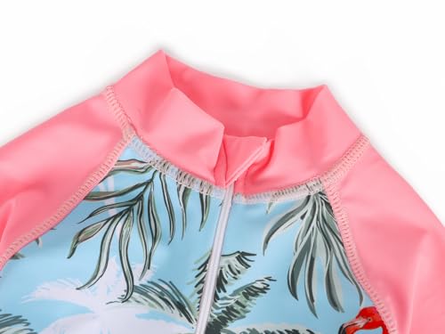 Image of Girls Swimwear Rash Guard One Piece Swimsuit Kids Bathing Suit Sunsuit | Mermaid /Floral Swim Suit UPF 50+ Sunsuit 2-10 Years