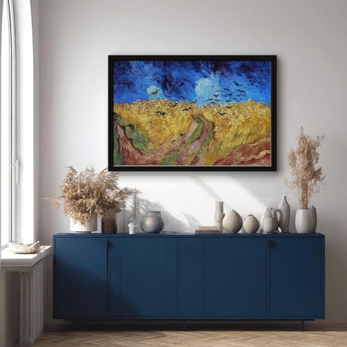 Toile tendue Champ de blé avec corbeaux Van Gogh émotion d'art