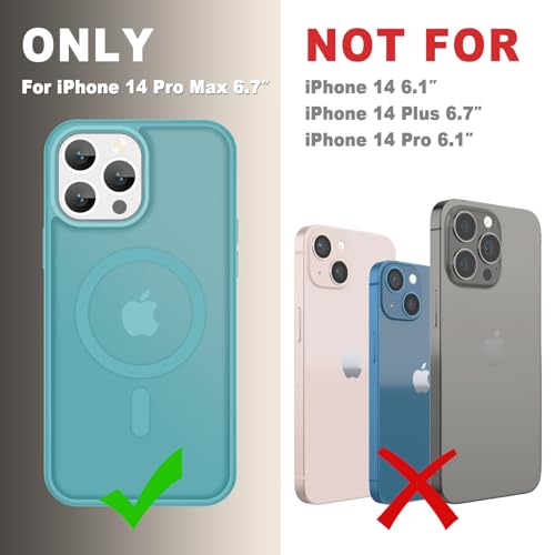 YENAPOON for iPhone 14 Pro Max Case, Matte Magnetic Phone Cover [with 1 Screen Protector] [Support for MagSafe] [Shockproof Military Grade Protection] Translucent Frosted Back, Light Blue by YENAPOON - Used condition - Image 8